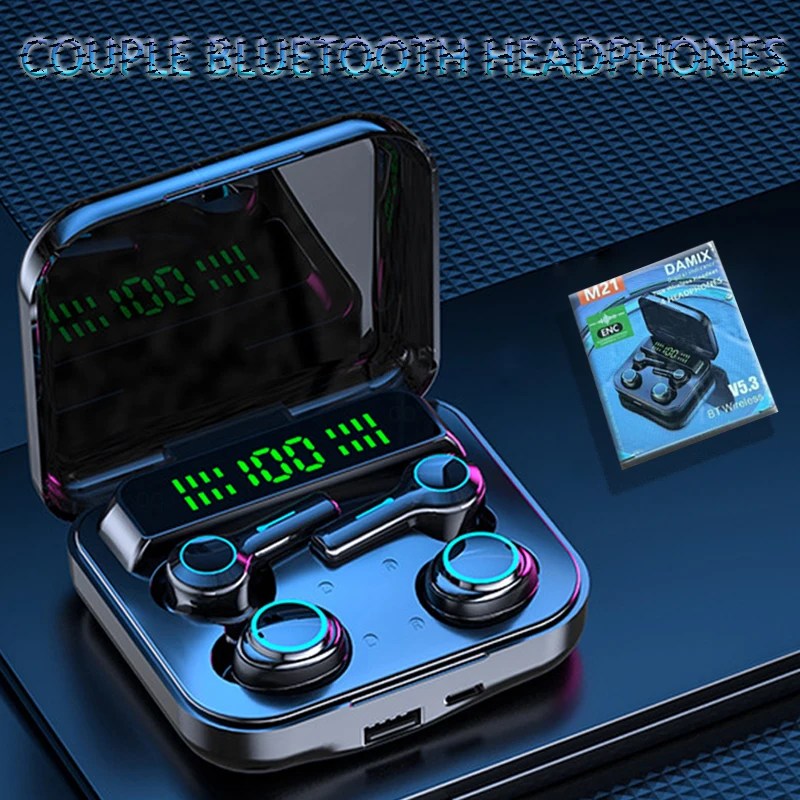M21 TWS kablosuz kulaklıklar çift gürültü iptal Bluetooth kulaklık 9D Stereo spor su geçirmez dört kulakiçi mikrofonlu kulaklık