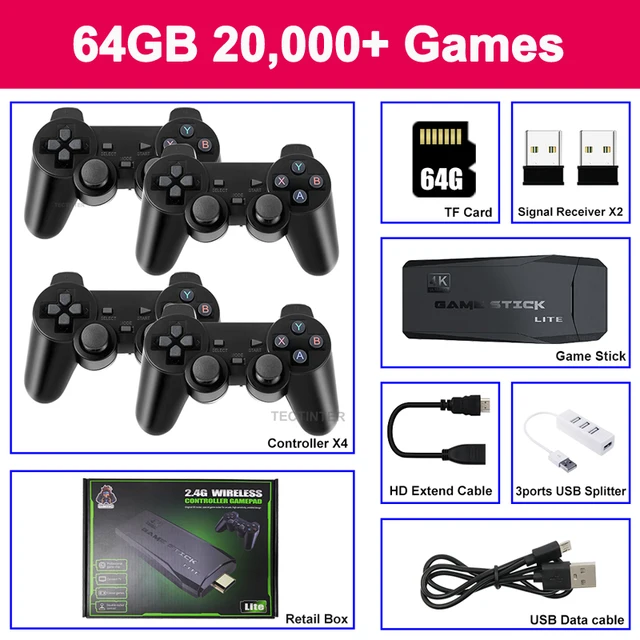 M8 Video oyunu konsolu 4K HD dahili 20000 oyunları kablosuz denetleyici TV oyun sopa Retro el oyun oyuncu Dropshipping