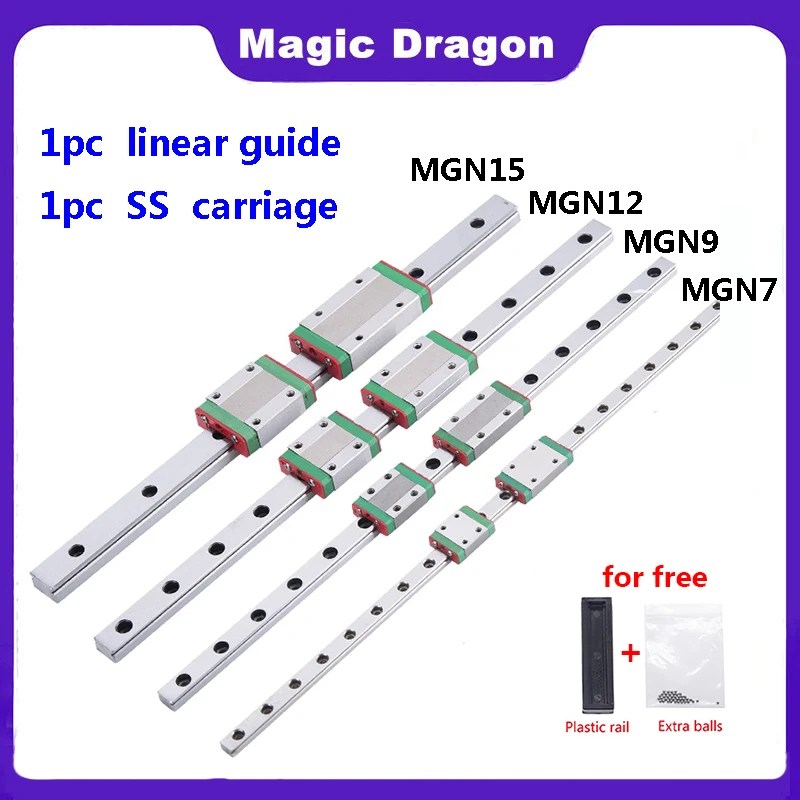 MGN7 MGN12 MGN15 MGN9 L 100mm ila 1000mm minyatür lineer raylı slayt 1 adet MGN lineer kılavuz + 1 adet MGN arabası 3D yazıcı parçası