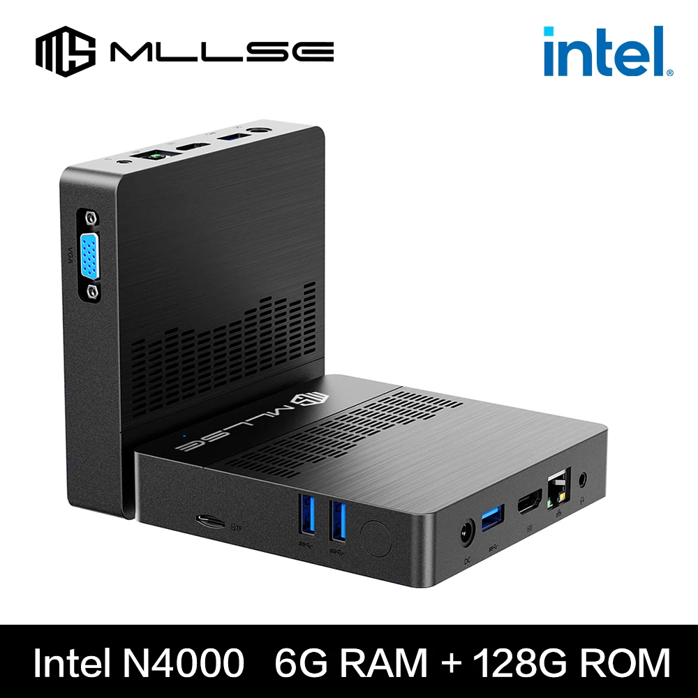 MLLSE M2 hava Mini PC Intel Celeron N4000 CPU Window11 6GB RAM 128GB ROM Dual-Band WiFi HDMI + VGA taşınabilir Mini bilgisayar BT4.2