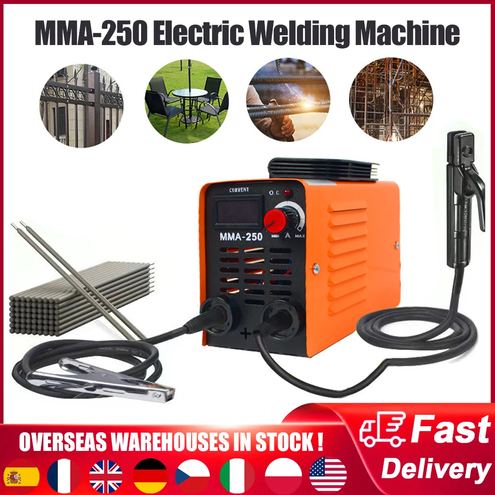 MMA-250 taşınabilir kaynak makinesi invertör ark elektrik kaynakçı akım ayarlanabilir kompakt kaynak makinesi ile araçları saklama kutusu
