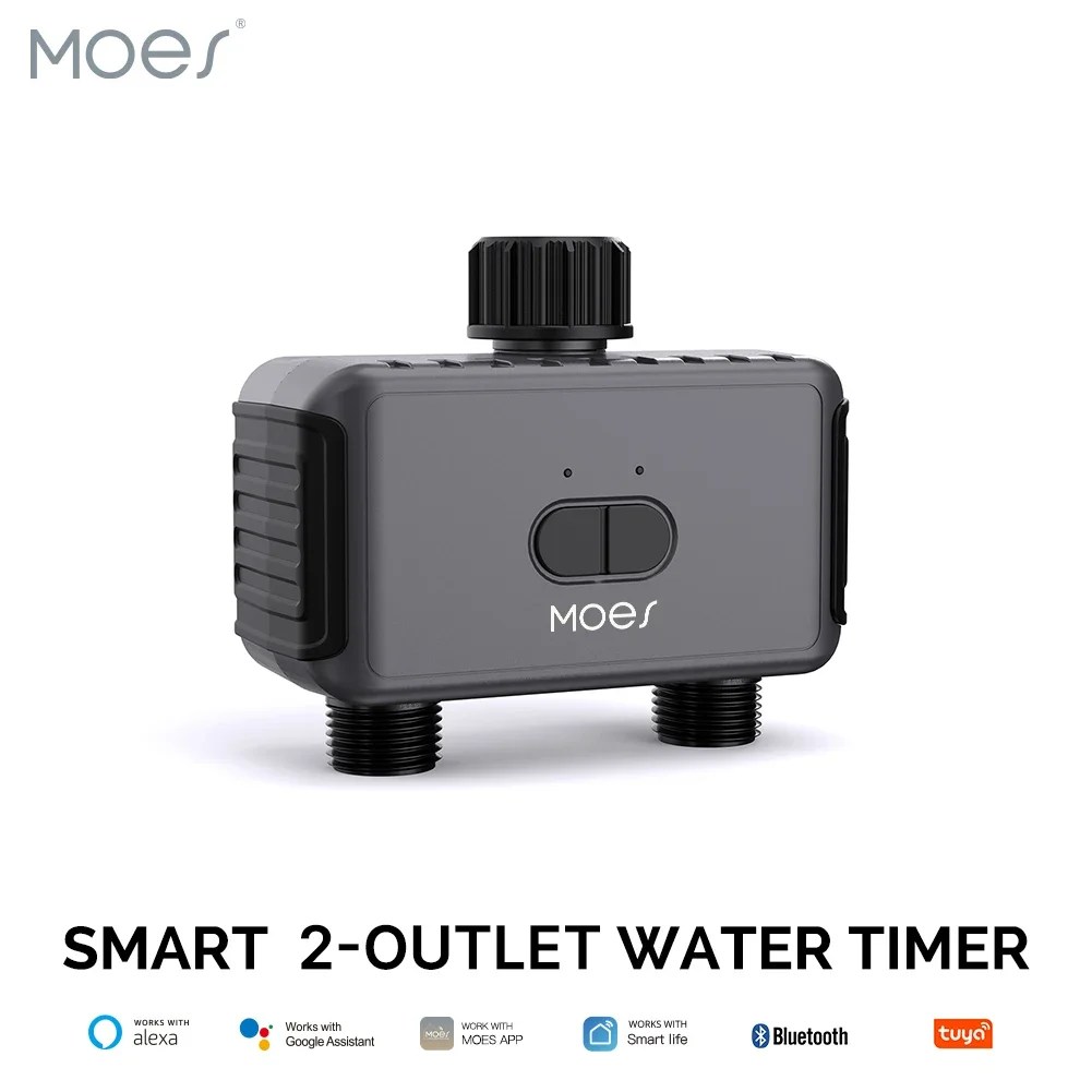 MOES Bluetooth akıllı 2 yönlü su vanası, bahçe yağmurlama, programlanabilir zamanlayıcı, filtre, yağmur gecikmesi, otomatik sulama kontrolü
