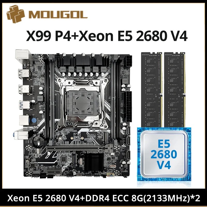 MOUGOL X99 oyun anakart seti ile Intel Xeon E5 2680 V4 & DDR4 8Gx2 2133MHz çift kanal ECC RAM M.2 NVME için masaüstü bilgisayar