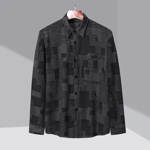 Maden japon Retro Boro Denim gömlek erkekler için jakarlı Patchwork uzun kollu düğme aşağı gömlek ceket boy bahar giyim