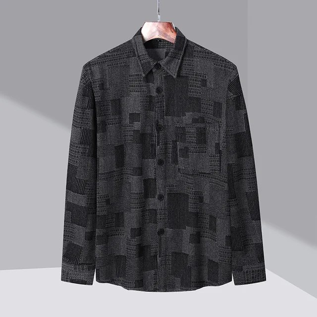 Maden japon Retro Boro Denim gömlek erkekler için jakarlı Patchwork uzun kollu düğme aşağı gömlek ceket boy bahar giyim - Görsel 10