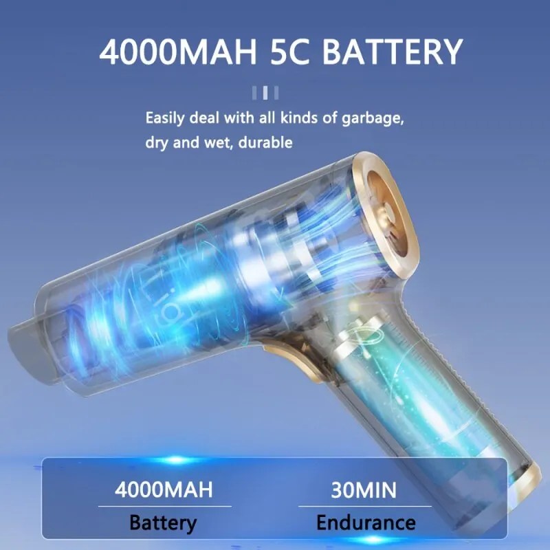 Makine aksesuarları için 2023 siklon filtre şarj edilebilir pil el güçlü kablosuz araba elektrikli süpürge Mini yıkama araba için - Görsel 2