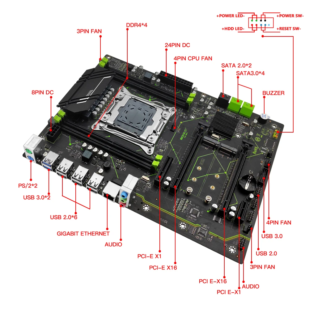 Makinist X99 MR9A anakart LGA 2011-3 destek Xeon E5 2666 2670 2667 V3 V4 serisi işlemci CPU DDR4 RAM bellek ATX NVME M.2