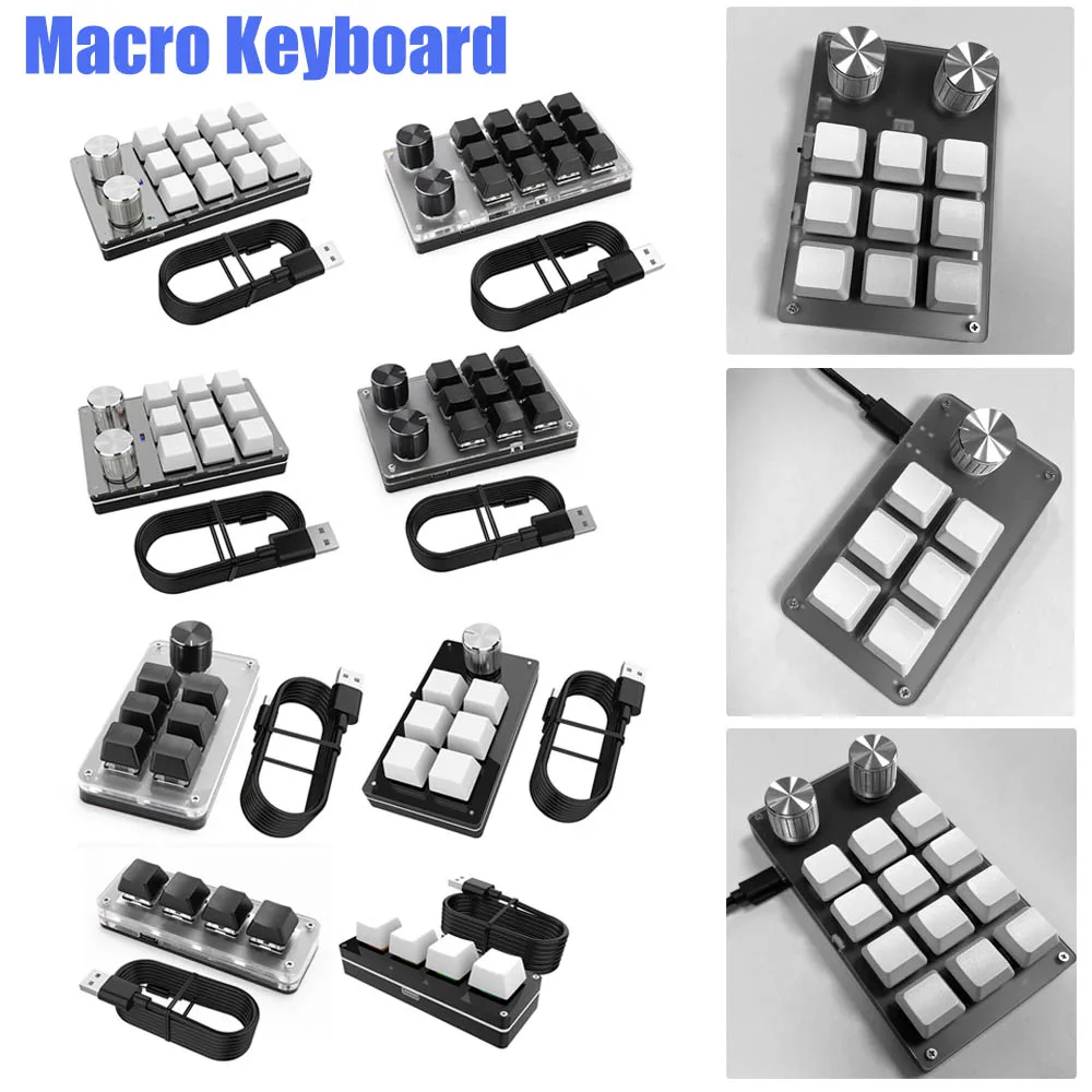 Makro özel oyun klavyesi topuzu 3 / 4 / 6 / 9 /12 tuşları programlanabilir Hotswap tek elle mekanik tuş takımı PS çizim