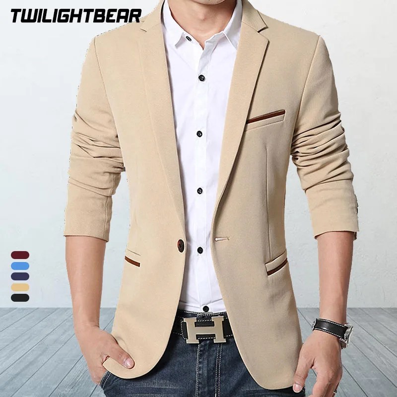Marka erkek Casual Blazers sonbahar ilkbahar moda ince takım elbise ceket erkek Blazer Masculino giyim Vetement Homme M ~ 5XL AY1415