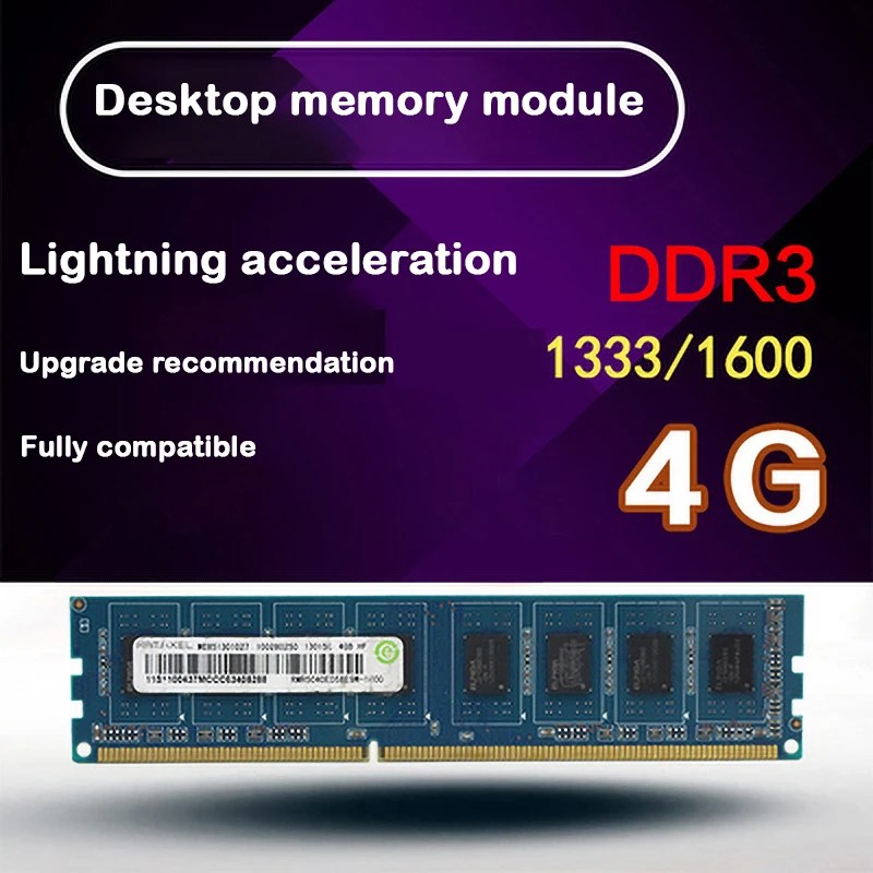 Masaüstü RAM için kullanılan sökme DDR3 1600MHz 4G PC3-10600/PC3-12800 bellek, kaliteli! Rastgele marka