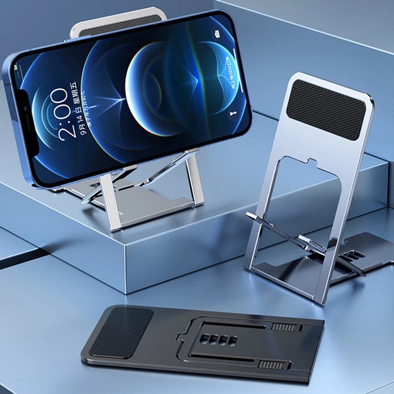 Masaüstü çok açılı katlanır cep telefonu tutucu Metal tembel adam Tablet standı tutucu taşınabilir araba ofis dirseği iPhone Android