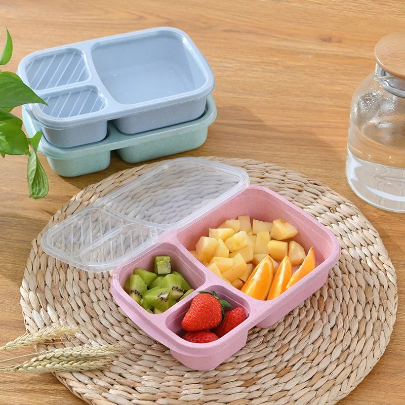 Mikrodalga yemek kabı buğday samanı yemek gıda saklama kabı çocuk çocuklar okul ofis taşınabilir Bento kutusu öğle yemeği çantası