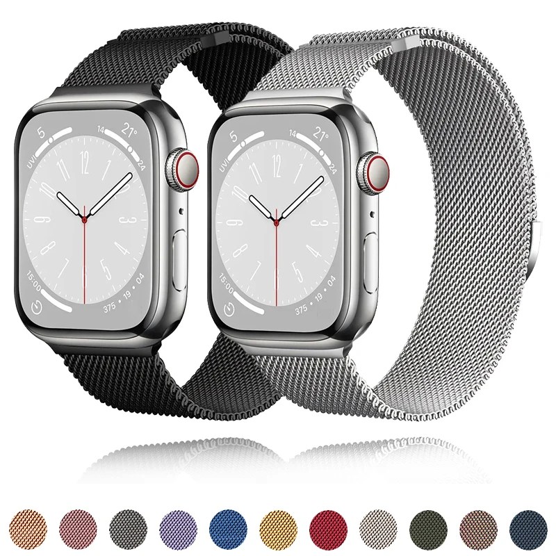 Milanese döngü kayışı için Apple saat bandı 44mm 45mm 49mm 40mm 41mm 42mm 38mm bilezik Iwatch serisi 9 8 7 6 SE 5 4 3 Ultra 2 49mm