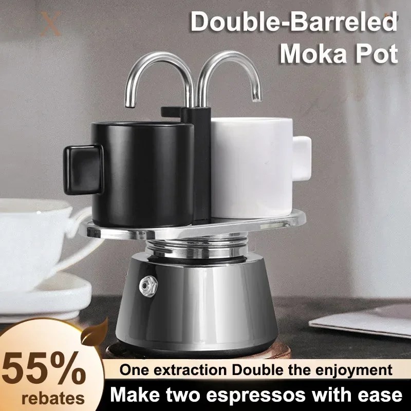 Mini 100ml Pot Pot çift tüp cezve paslanmaz çelik İtalyan kahve makinesi Espresso eşyaları su ısıtıcısı elektrikli soba ısıtma