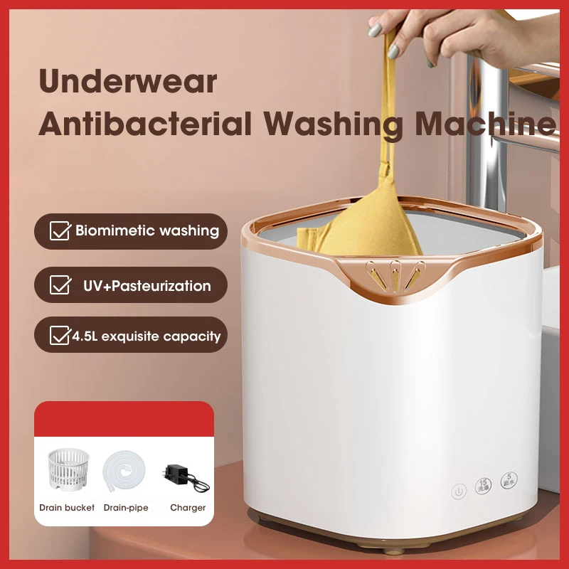 Mini katlanabilir çamaşır makinesi taşınabilir ultraviyole sterilizasyon ev aletleri çorap iç çamaşırı külot 4.5L iplik kuru ile