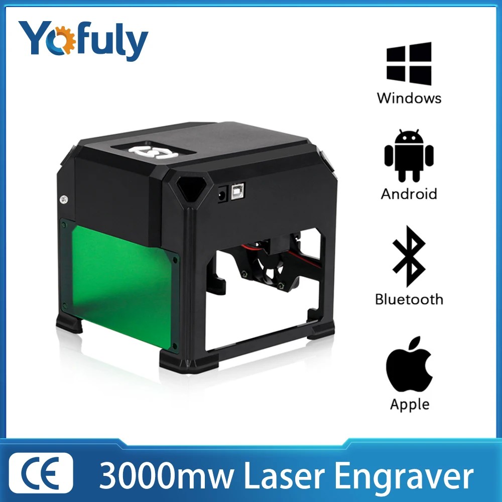 Mini lazer gravür 3000mw DIY CNC lazer oyma makinesi Bluetooth masaüstü LOGO işareti yazıcı kesme ağaç İşleme makinesi