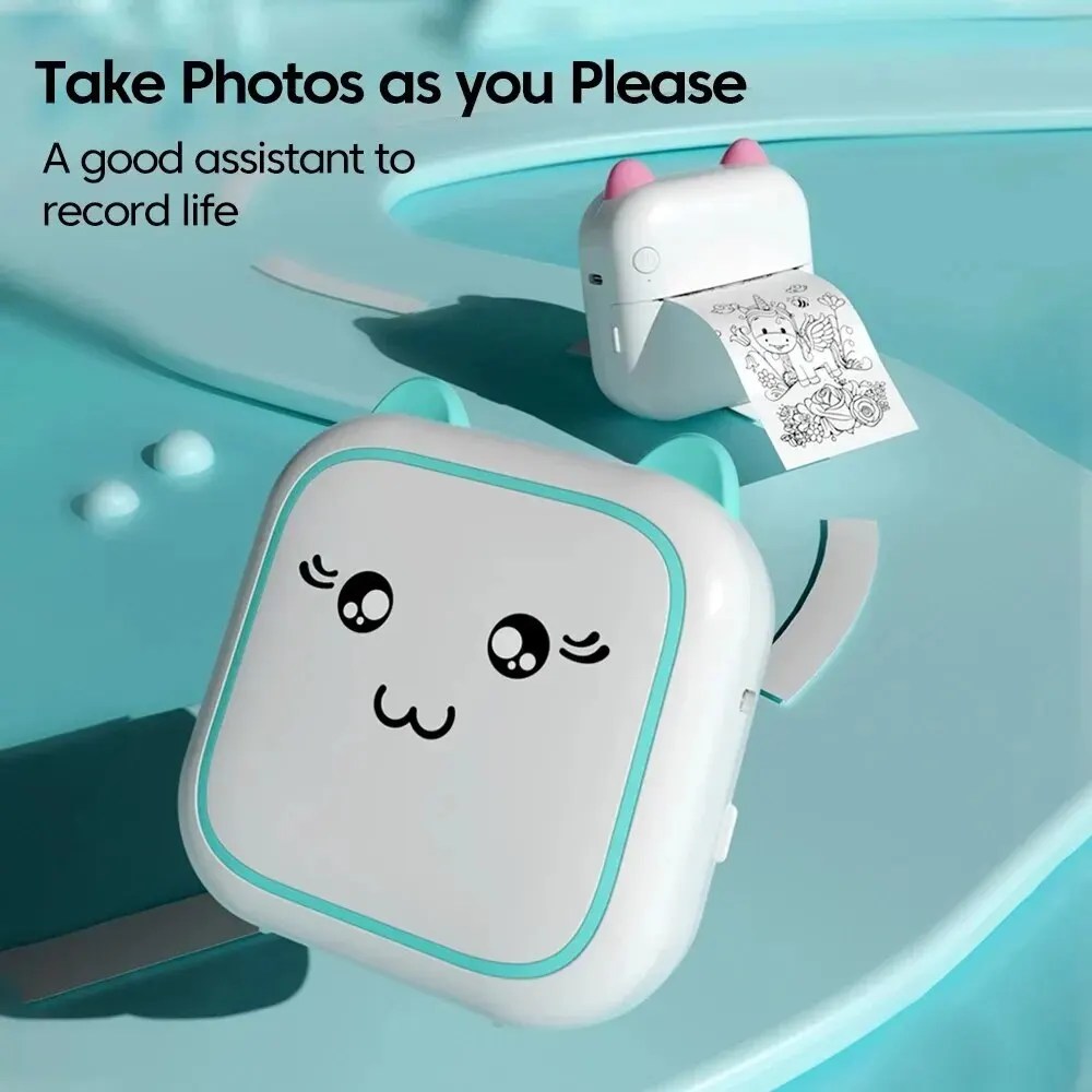Mini yazıcı taşınabilir etiket kendinden yapışkanlı etiket renkli termal kağıt telefonlar için kablosuz Bluetooth baskı fotoğraf