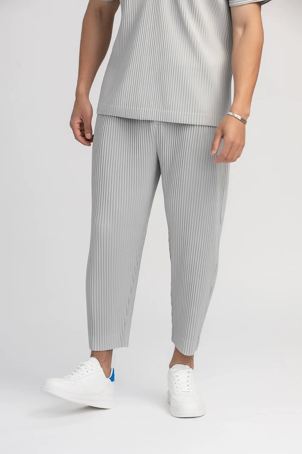 Miyake pilili pantolon katı konik pantolon kalem pantolon dört sezon rahat dipleri Japenese Streetwear Miyake erkekler