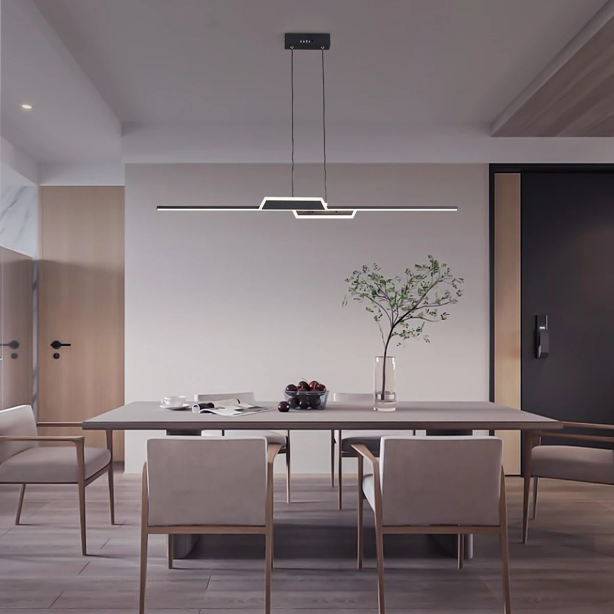 Modern yemek masası Led kolye işıkları siyah Minimalist mutfak yemek odası ev dekor için kolye lamba aydınlatma armatürü