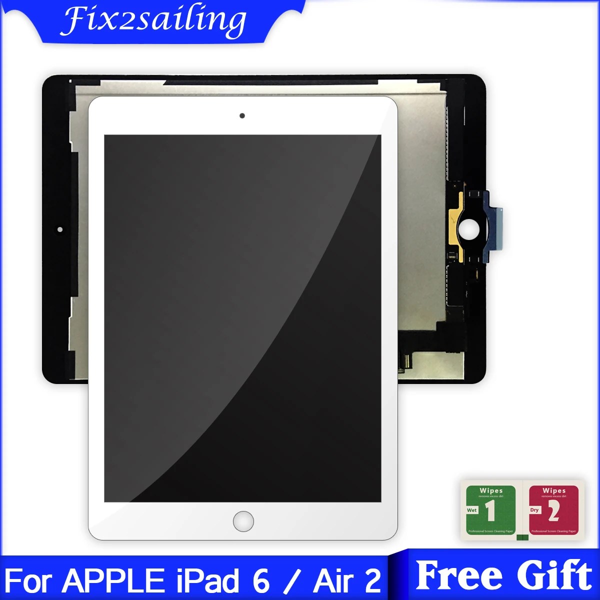 OEM Apple iPad 6 hava 2 için 9.7 ''; 5" x 5 "LCD ekran dokunmatik ekran Digitizer sensörü meclisi air2 lcd Panel yedek parçalar
