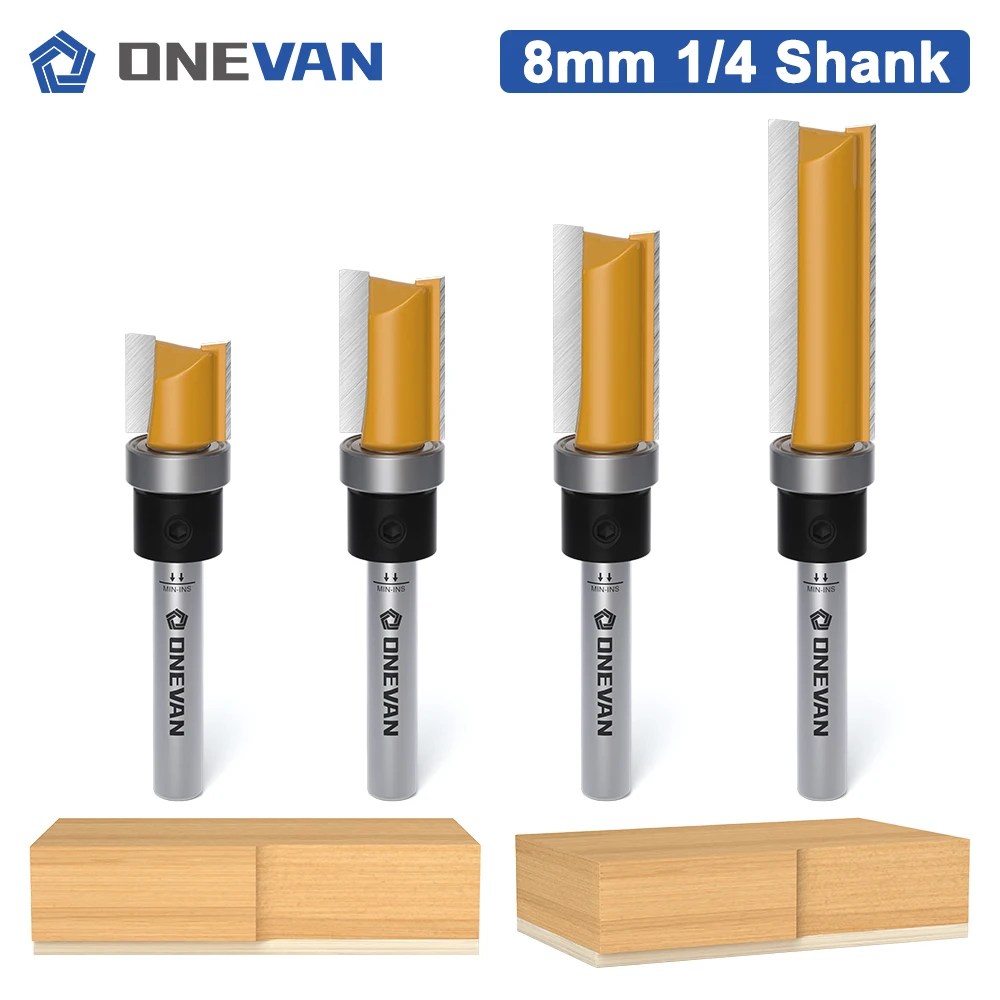 ONEVAN desen gömme Trim yönlendirici Bit 6/6.35mm, üst rulman şablon freze ahşap için kesici ağaç İşleme düz freze bıçağı