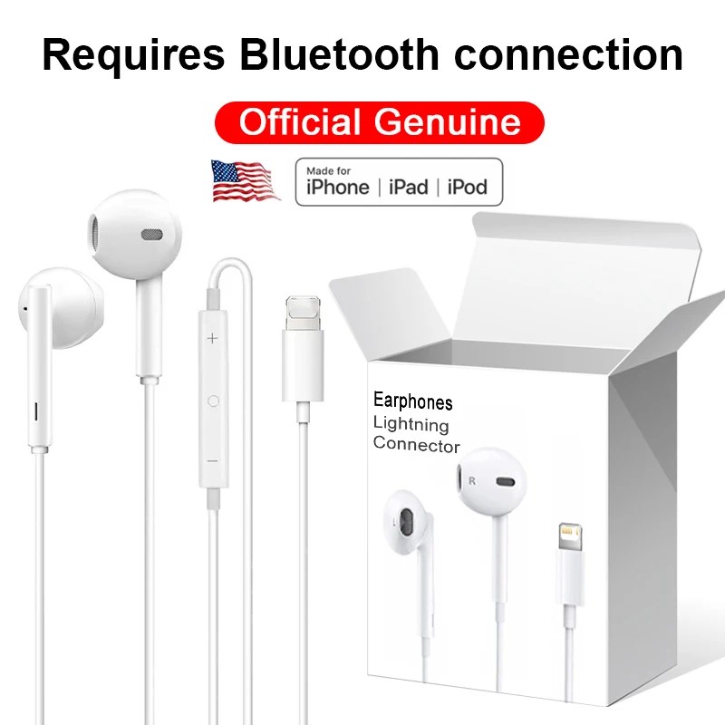 Orijinal Apple iPhone için kulaklıklar 14 13 12 11 15 Pro Max mini yıldırım kulaklık XS XR 8 artı SE kablolu Bluetooth kulaklık