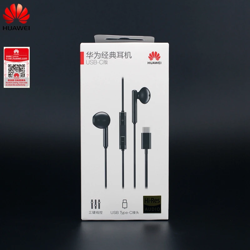 Orijinal Huawei CM33 USB tip-c kulaklık kablolu kulak içi kulaklık mikrofon ile ses düğmeleri Huawei cep telefon
