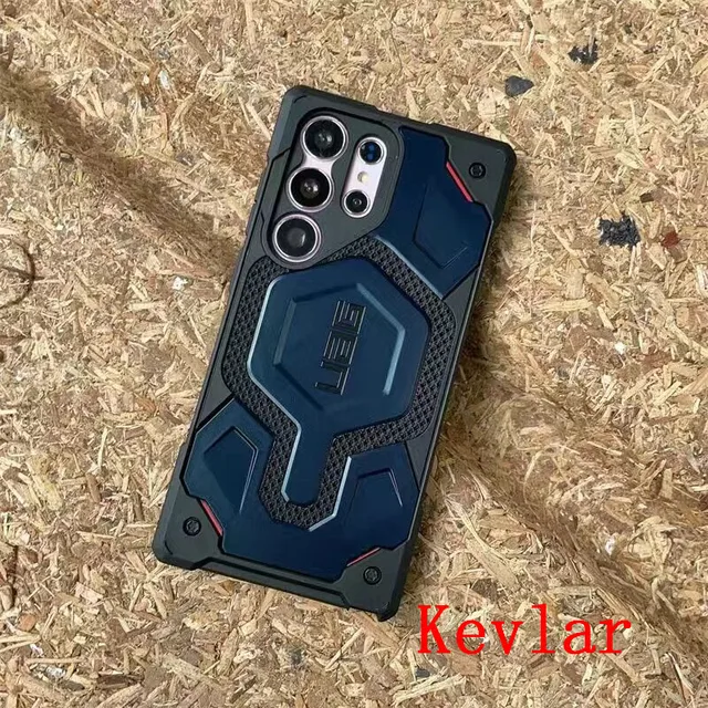 Orijinal UAG magpro MagSafe kablosuz şarj kılıf Samsung Galaxy için Coque S23 Ultra artı sağlam kapak Kevlar/deri