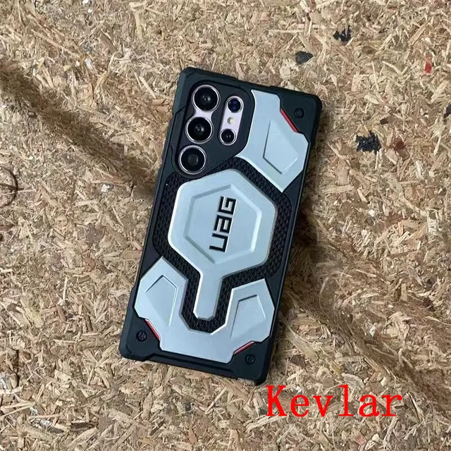 Orijinal UAG magpro MagSafe kablosuz şarj kılıf Samsung Galaxy için Coque S23 Ultra artı sağlam kapak Kevlar/deri