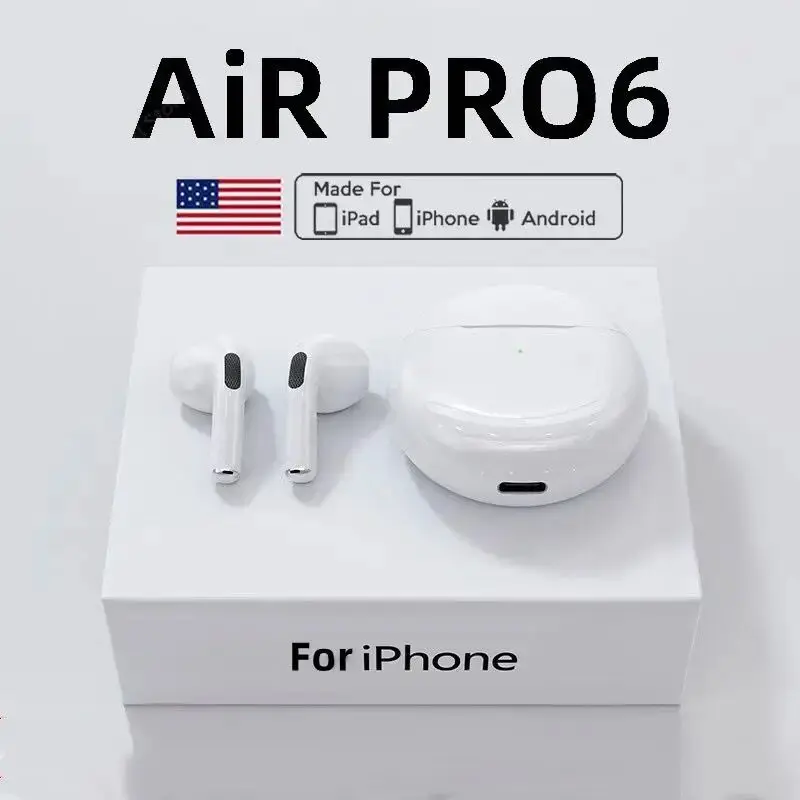 Orijinal hava Pro 6 TWS kablosuz Bluetooth kulaklık Mini bakla kulakiçi Xiaomi Android Apple iPhone için spor kulaklıklar