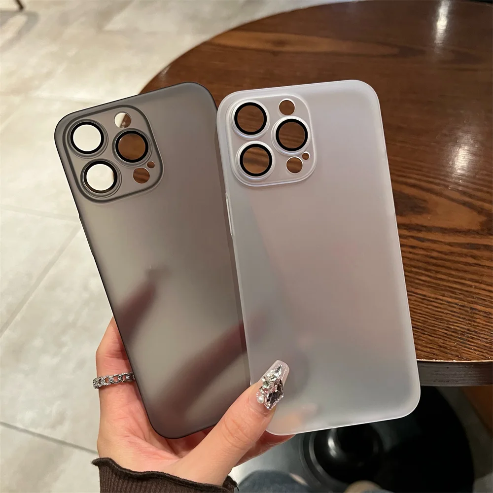 Orijinal mat Ultra ince plastik şeffaf kılıf iPhone 15 14 13 12 11 Pro Max artı kamera koruma darbeye kapak