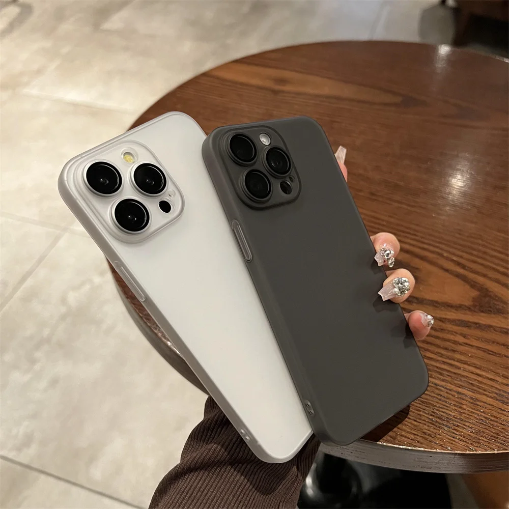 Orijinal mat Ultra ince plastik şeffaf kılıf iPhone 15 14 13 12 11 Pro Max artı kamera koruma darbeye kapak