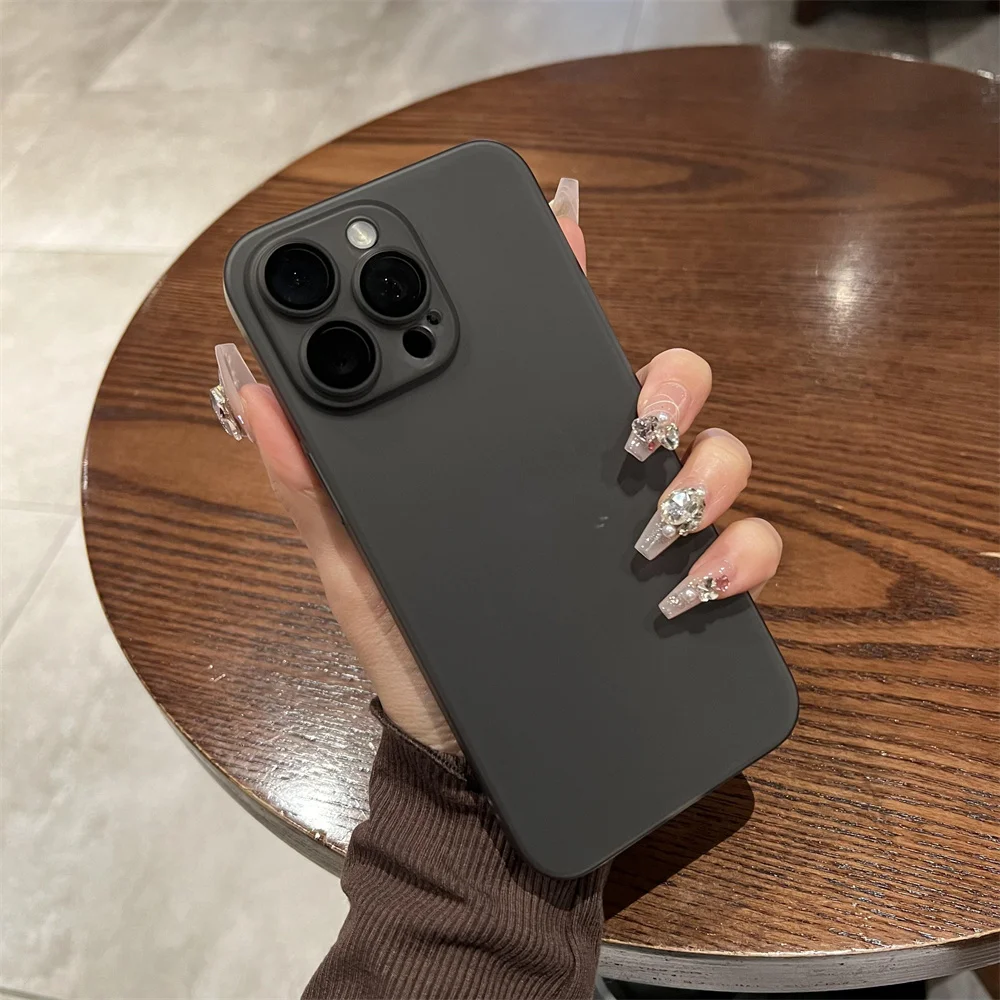 Orijinal mat Ultra ince plastik şeffaf kılıf iPhone 15 14 13 12 11 Pro Max artı kamera koruma darbeye kapak