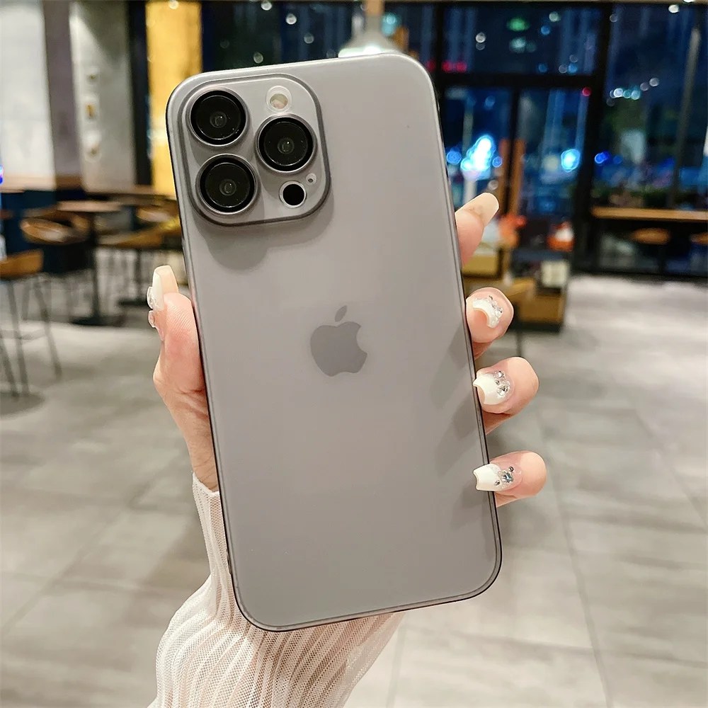 Orijinal mat Ultra ince plastik şeffaf kılıf iPhone 15 14 13 12 11 Pro Max artı kamera koruma darbeye kapak - Görsel 6
