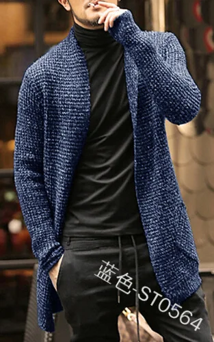 Orta uzunlukta erkek hırka örgü yün katı kalın sıcak sonbahar kış Fit rahat yumuşak rahat moda erkek kazak - Görsel 18