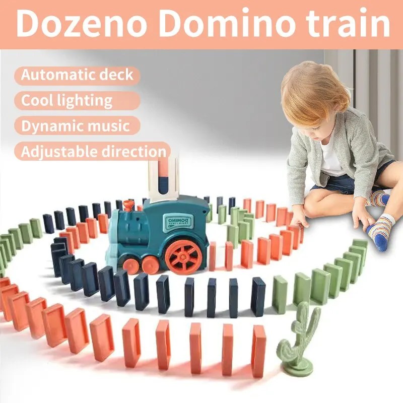 Otomatik döşeme Domino tren elektrikli araba tuğla blokları kitleri yaratıcı oyunlar istihbarat eğitim DIY oyuncaklar çocuklar için doğum günü hediyesi