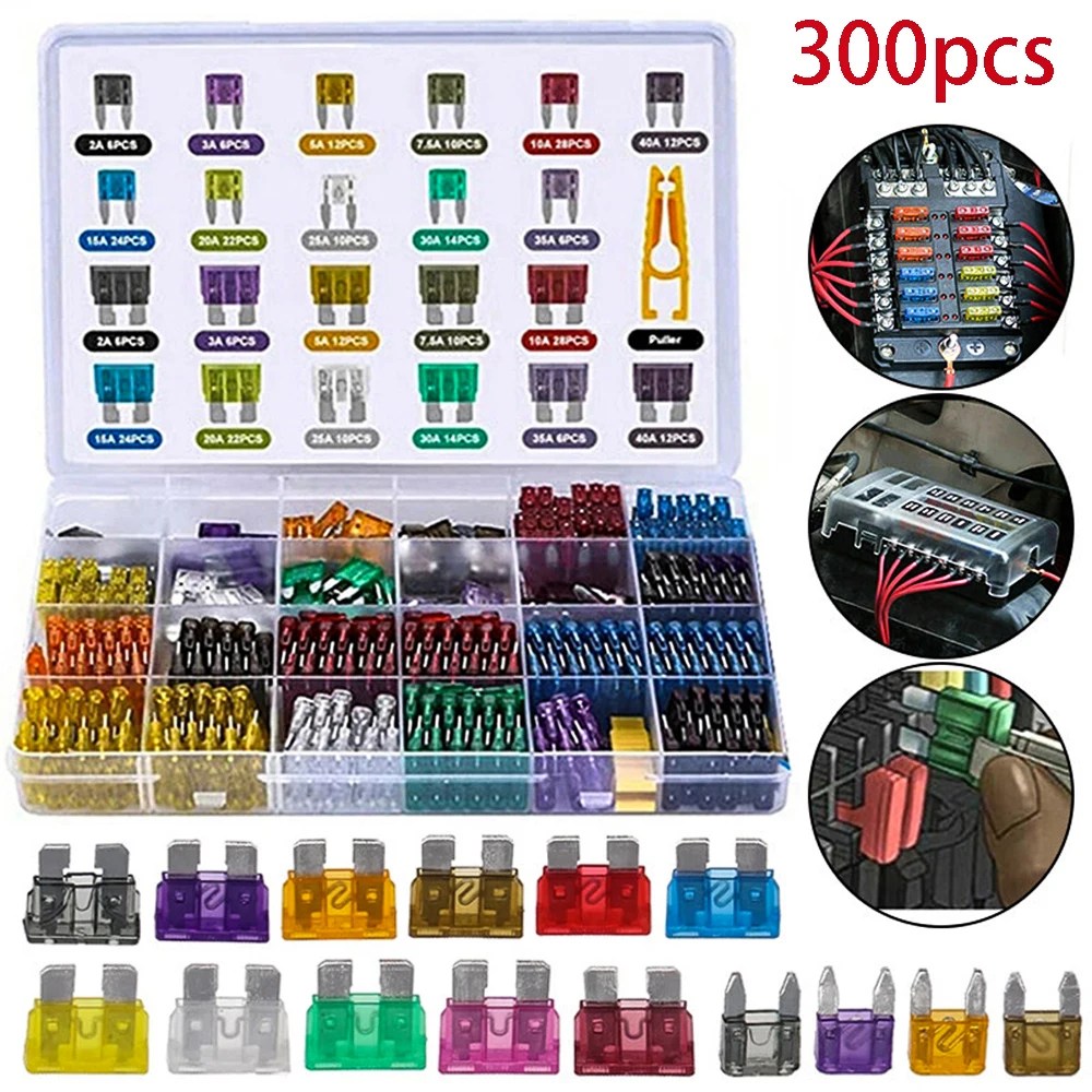 Otomotiv kamyon sigorta, 300 parça, araba sigorta 5, 7, 10, 15, 20, 25, 30 bıçak ürün çeşitliliği kiti araba, Mini bıçak seti, küçük boy