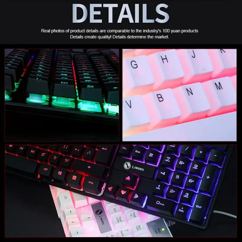 Oyun membran klavye kablolu LED aydınlatmalı su geçirmez elektronik klavye ile 104 tuşları klavye bilgisayar dizüstü Gamer için
