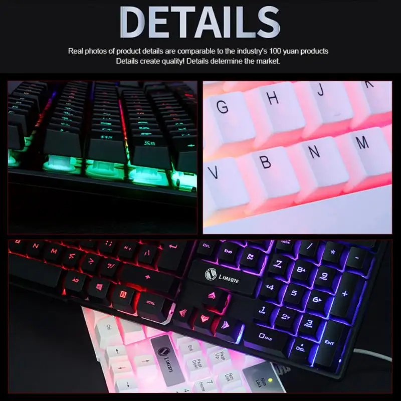 Oyun membran klavye kablolu LED aydınlatmalı su geçirmez elektronik klavye ile 104 tuşları klavye bilgisayar dizüstü Gamer için
