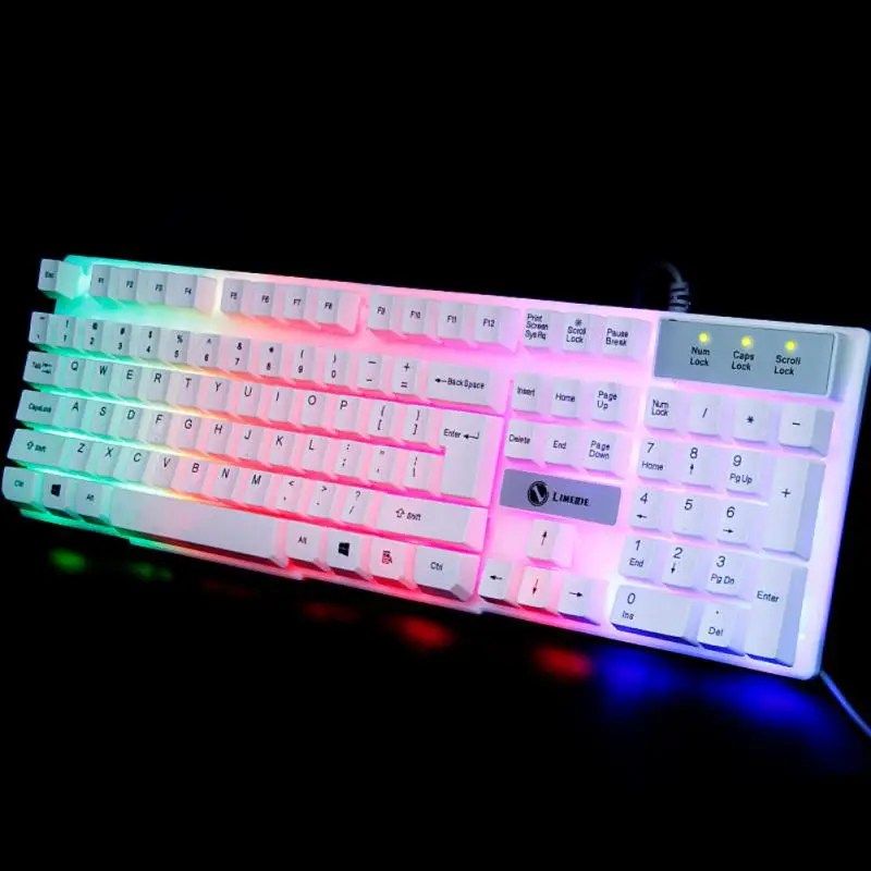 Oyun membran klavye kablolu LED aydınlatmalı su geçirmez elektronik klavye ile 104 tuşları klavye bilgisayar dizüstü Gamer için - Görsel 5