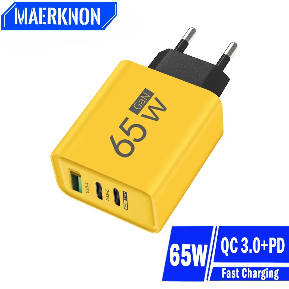 PD 65W GaN USB şarj hızlı şarj tipi C cep telefonu adaptörü iPhone 15 için Huawei hızlı şarj 3.0 ab/abd Plug duvar şarj - Görsel 1