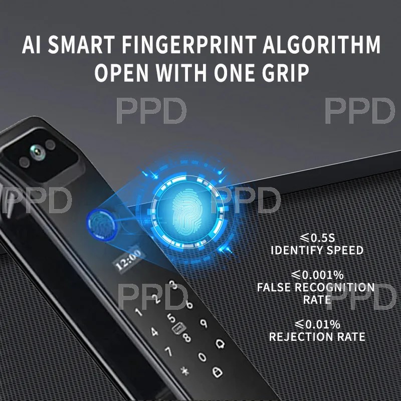 PHIPULO Tuya WiFi 3D yüz akıllı kapı kilidi güvenlik kamera akıllı parmak izi şifre biyometrik elektronik anahtar kilidini - Görsel 3