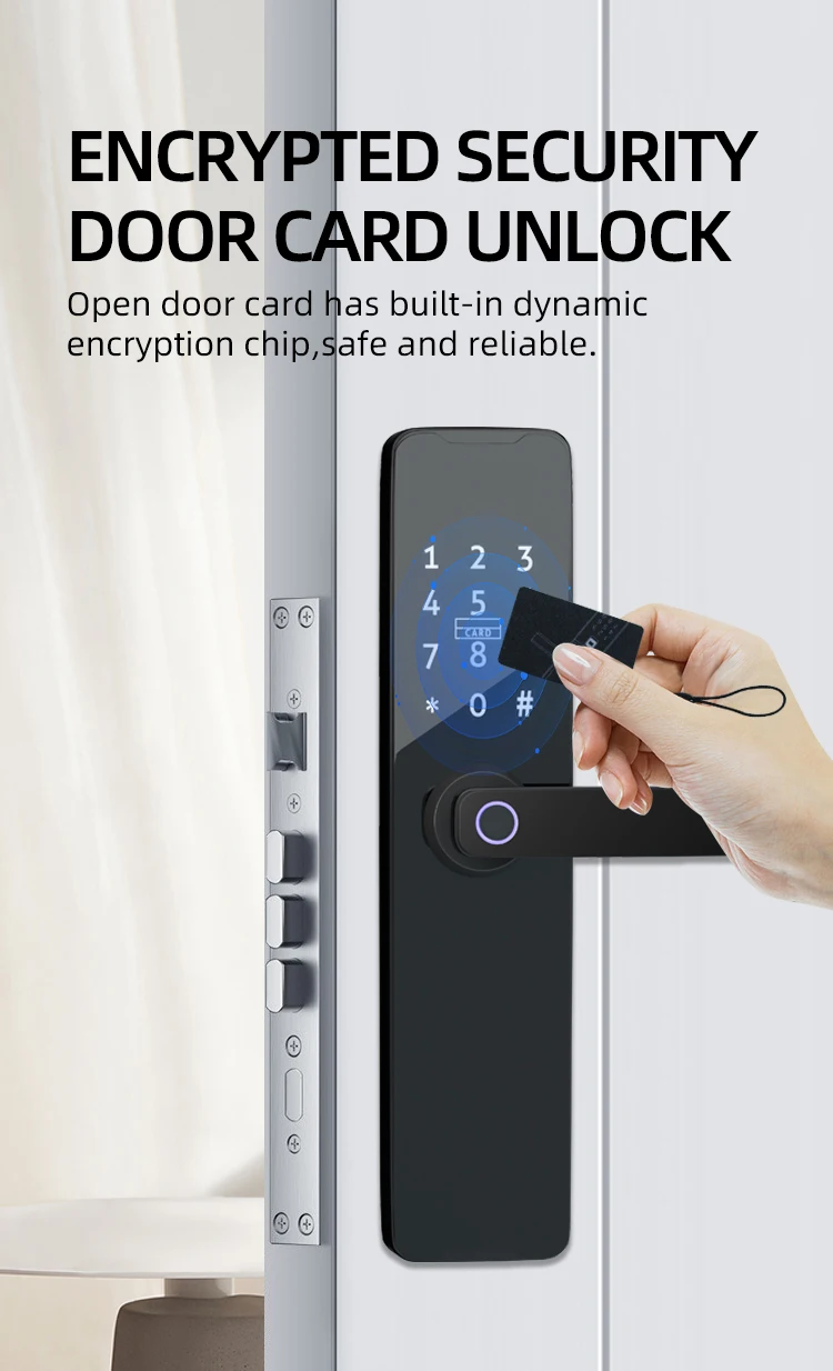PHIPULO Tuya Wifi akıllı kart ile akıllı kapı kilidi dijital elektronik kilit/şifre/anahtar/USB akıllı ev için acil şarj - Görsel 2