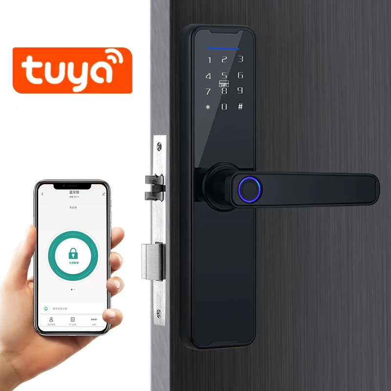 PHIPULO Tuya Wifi akıllı kart ile akıllı kapı kilidi dijital elektronik kilit/şifre/anahtar/USB akıllı ev için acil şarj