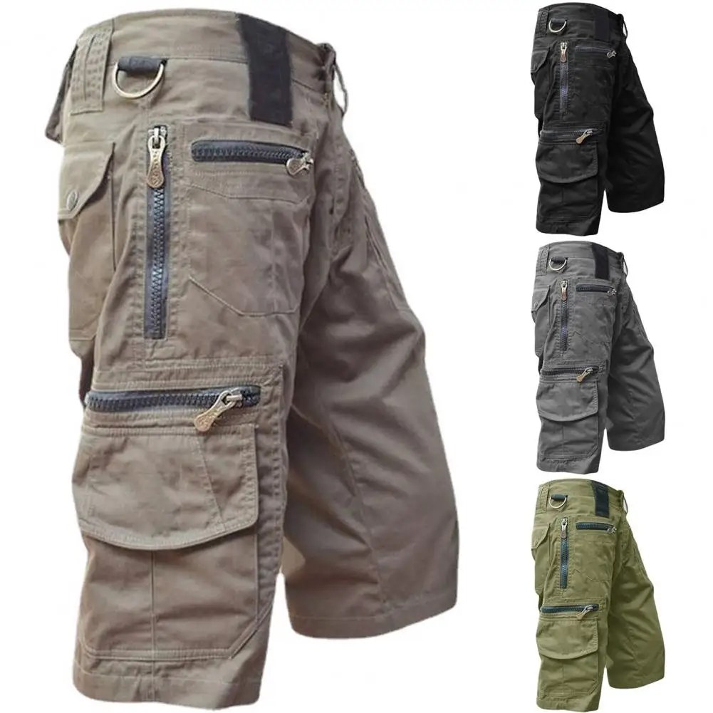 Pantolon askeri kargo şort erkekler ordu kamuflaj taktik Joggers şort düz renk çok cepler yaz şort Streetwear