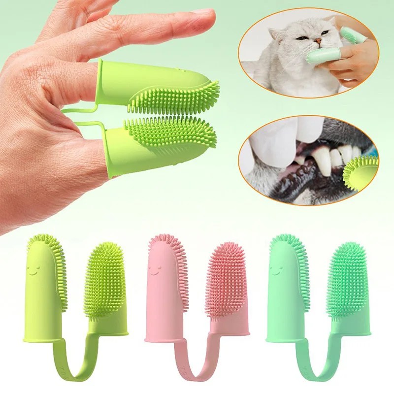 Pet parmak diş fırçası köpek süper yumuşak diş temizleme kötü nefes bakımı toksik olmayan silikon diş fırçası aracı köpek kedi temizlik malzemeleri