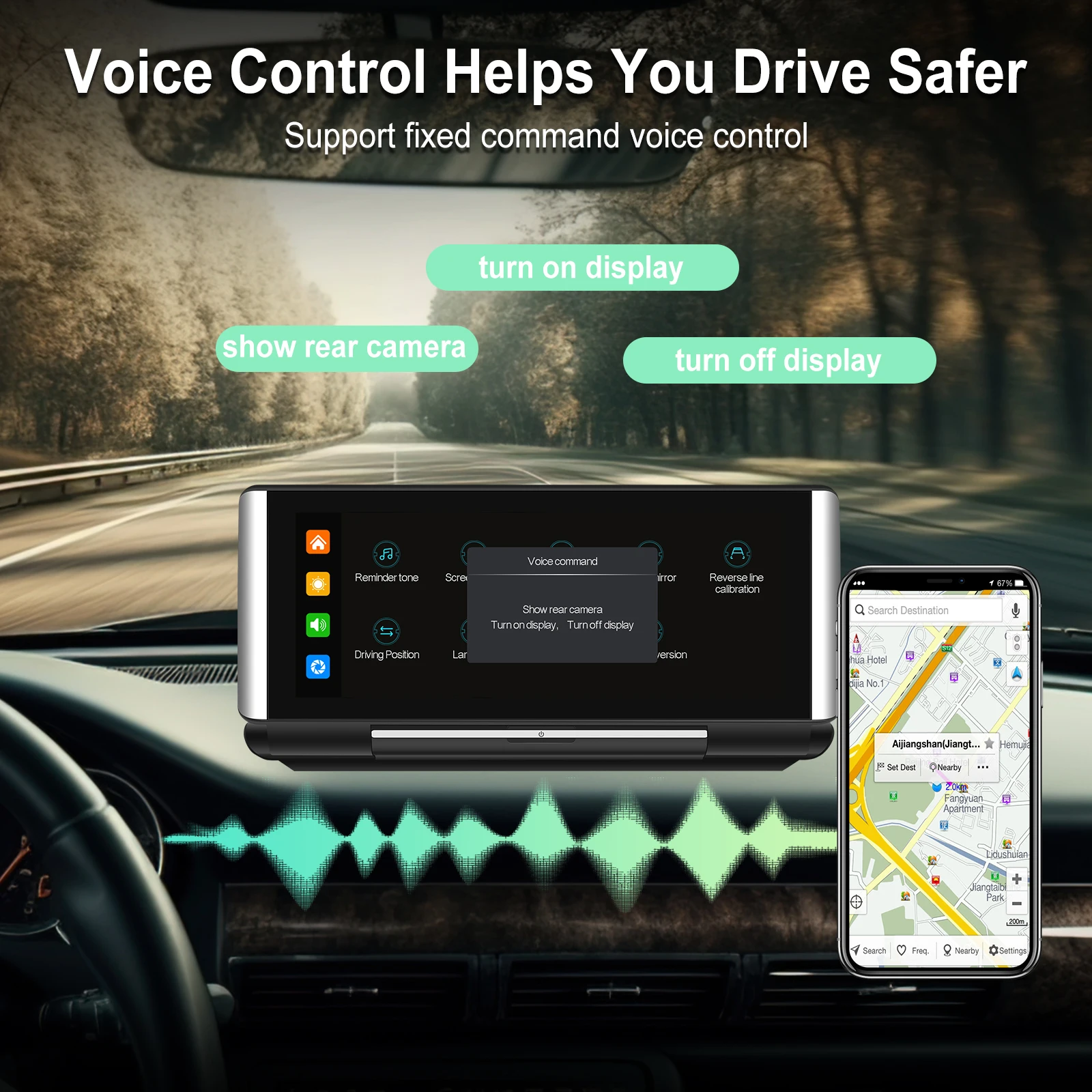 Podofo 6.86-inç 2 + 32G Android HD ekran CarPlay araba Video oynatıcı Suppport arka kamera Android oto Apple Airplay destekler - Görsel 3