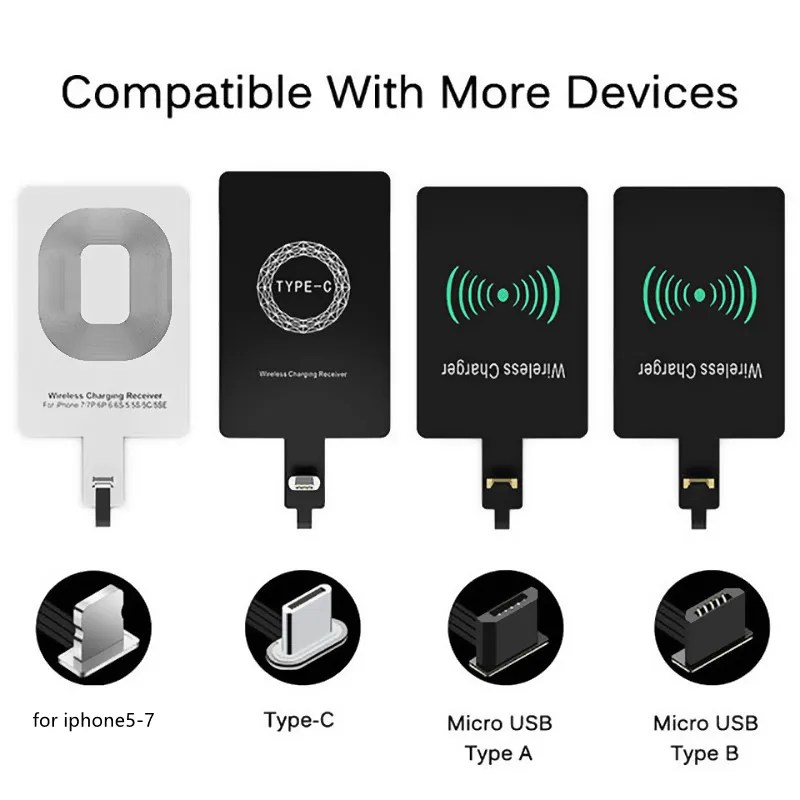 Qi kablosuz şarj alıcısı destek tipi C mikro usb hızlı kablosuz şarj adaptörü için iPhone5-7 Android telefon kablosuz şarj - Görsel 5