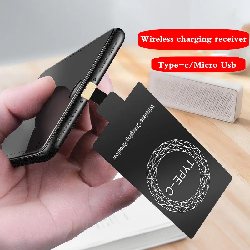 Qi kablosuz şarj alıcısı destek tipi C mikro usb hızlı kablosuz şarj adaptörü için iPhone5-7 Android telefon kablosuz şarj
