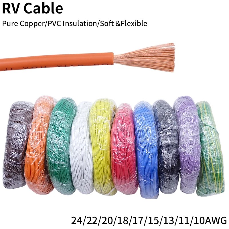 RV bakır tel esnek kablo elektrik PVC elektrik kablosu 300/500V tek çekirdekli çok telli esnek tel araba ses telleri için
